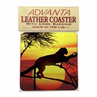 Leopard Single Leather Photo Coaster