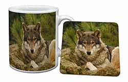 A Beautiful Wolf Mug and Coaster Set