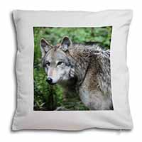 Grey Wolf Soft White Velvet Feel Scatter Cushion