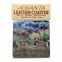 Wolves Print Single Leather Photo Coaster