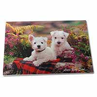 Large Glass Cutting Chopping Board West Highland Dogs 