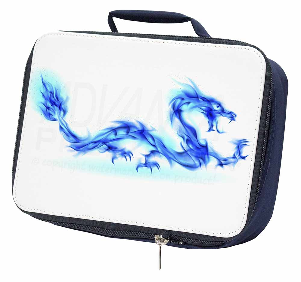 Fierce Fire Flame Mouth Dragon Navy Insulated School Lunch Box Bag DRAG-2LBN 