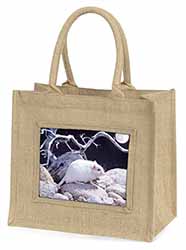 White Gerbil Natural/Beige Jute Large Shopping Bag