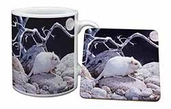 White Gerbil Mug and Coaster Set