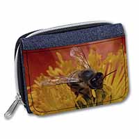 Honey Bee on Flower Unisex Denim Purse Wallet