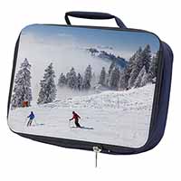 Snow Ski Skiers on Mountain Navy Insulated School Lunch Box/Picnic Bag