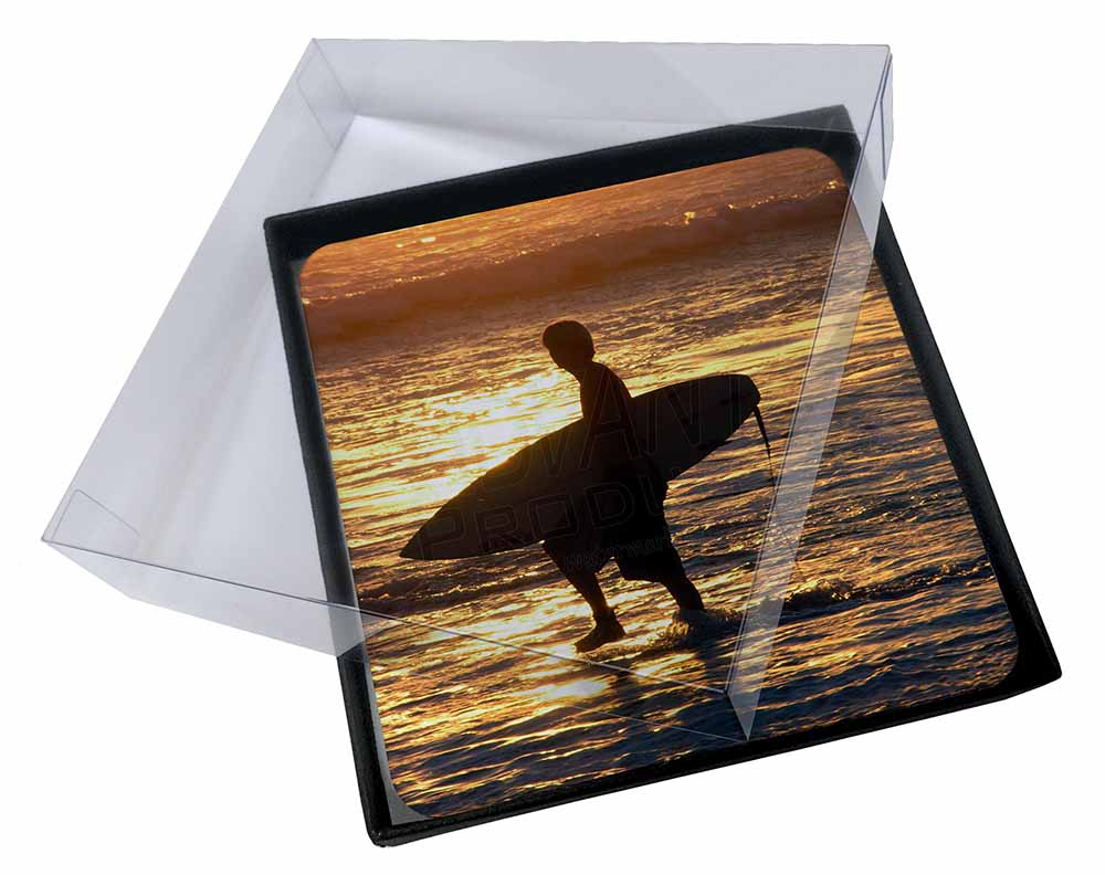 SPO-S1C 4x Sunset Surf Picture Table Coasters Set in Gift Box 