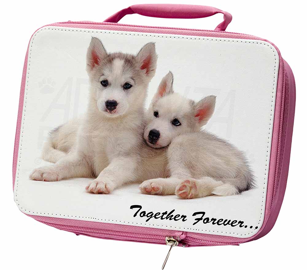TF-H60LBP Husky Puppies 'Together Forever' Insulated Pink School Lunch Box Bag 