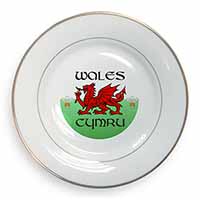 Wales Cymru Welsh Gift Gold Rim Plate Printed Full Colour in Gift Box