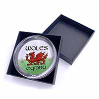Wales Cymru Welsh Gift Glass Paperweight in Gift Box