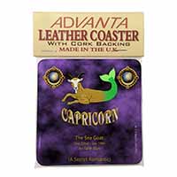 Capricorn Star Sign Birthday Gift Single Leather Photo Coaster