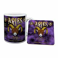 Aries Astrology Star Sign Birthday Gift Mug and Coaster Set