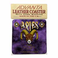 Aries Astrology Star Sign Birthday Gift Single Leather Photo Coaster