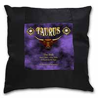 Taurus Star Sign Birthday Gift Black Satin Feel Scatter Cushion