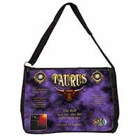 Taurus Star Sign Birthday Gift Large Black Laptop Shoulder Bag School/College