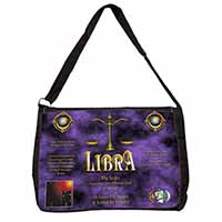 Libra Star Sign of the Zodiac Large Black Laptop Shoulder Bag School/College