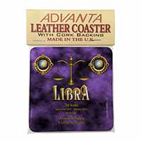 Libra Star Sign of the Zodiac Single Leather Photo Coaster