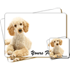 Cockerpoodle Dog "Yours Forever" Sentiment Leather Coaster and Placemat Gift Set
