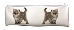 Silver Exotic Kitten Large PVC Cloth School Pencil Case AC-196CA