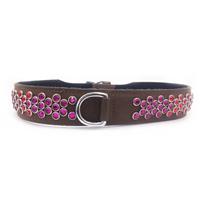 Jewelled Nubuck Dog Collar w. Purple Gems