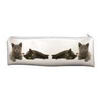 Black and Grey Kittens Large PVC Cloth School Pencil Case