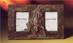 Beautiful Antique Look Metal Running Horse Double Photo Frame