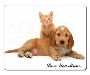 Cocker Spaniel and Kitten Love Mum Sentiment