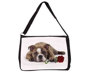 Bulldog with Red Rose