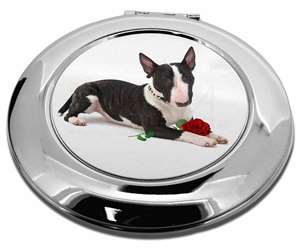 Bull Terrier Dog with Red Rose