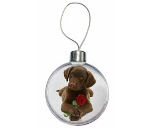 Chocolate Labrador Pup with Rose