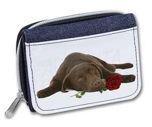 Chocolate Labrador with Red Rose