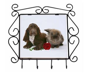 Cocker Spaniel with Rabbit & Red Rose