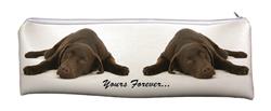 Large, Long School Pencil Case Chocolate Labrador Dog Sentiment 