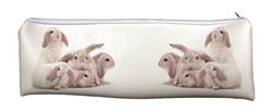 Long Pencil Case White Rabbits Long, Large School/Office