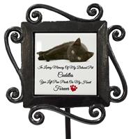 Personalised+Photo Wrought Iron Grave Side Memory Stake Pet Memorial-3