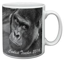 Gorilla  "Coolest Teacher 2016" Sentiment 11oz Ceramic Mug Gift