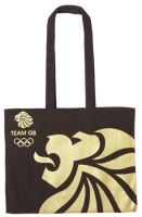 Striking Team GB Large Black and Gold Canvas Sport Shoulder Bag Shopping