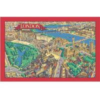 London Map 100% Linen Tea Towel Kitchen Gift 000LOM