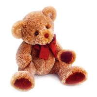 Russ 14" Cinnamon Teddy Bear with Red Paw Pads and Bow 39412
