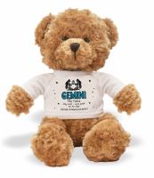 Gemini Astrology Star Sign Teddy Bear Wearing a Printed Zodiac T-Shirt