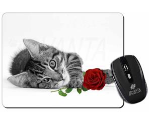 Cat with Red Rose