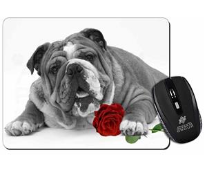 Cute Bulldog with Red Rose