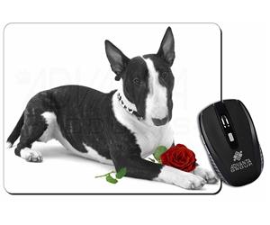 Bull Terrier Dog with Red Rose