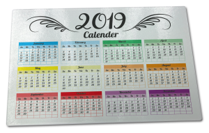 2019 Calendar Glass Chopping Board Large