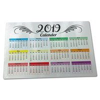 2019 Calendar Glass Chopping Board Large