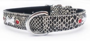 Black+White Snakeskin Print+Jewels Dog Collar Neck 14-1