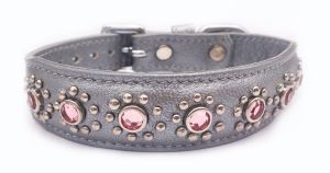 Medium Jewelled Silver/Grey Dog Collar, Fits Neck Size; 11-12" 3005