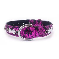 Extra Large Jewelled Purple Snakeskin Print Dog Collar, Fits Neck Size; 