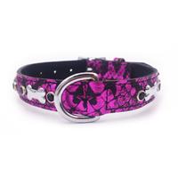 Large Jewelled Purple Snakeskinprint Dog Collar, Fits Neck Size; 14.5-17.75"