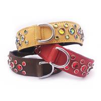 Jewelled Nubuck Dog Collar w. Ruby Gems